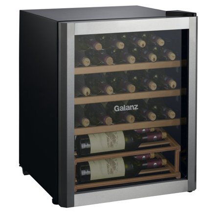 Galanz Premium 25-Bottle Wine Cooler Wooden Shelves Stainless Steel Door